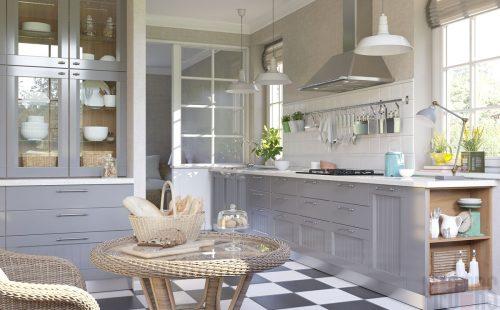 Pilkos spalvos virtuvės dizainas