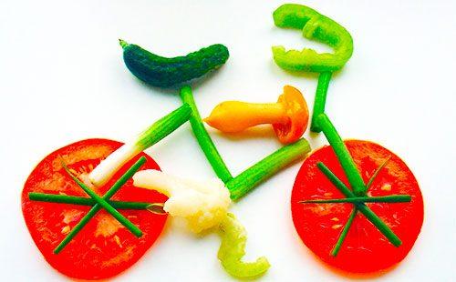 Bicicleta en trossos de verdures