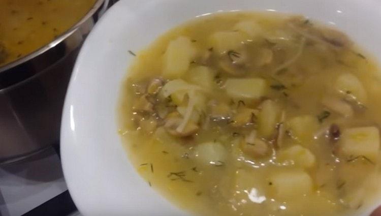Vyzkoušejte tento jednoduchý recept na houbovou polévku ve vaší kuchyni.