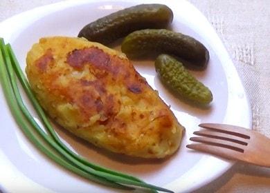 Ein leckeres Rezept für Kartoffelpüree-Schnitzel: Mit Schritt-für-Schritt-Fotos kochen.