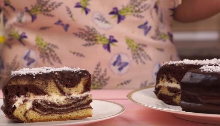 Jak vidíte, recept na dort zebra na zakysanou smetanu je jednoduchý.