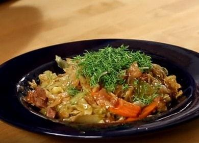 Νόστιμο και πλούσιο στιφάδο λάχανο με κρέας: μια συνταγή με βήμα προς βήμα φωτογραφίες και βίντεο.