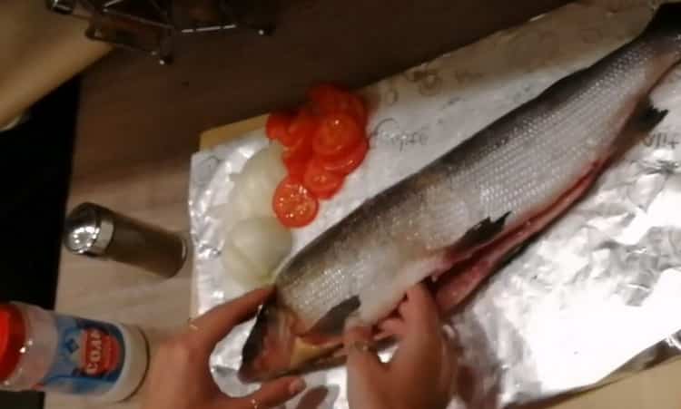 Zum Kochen von Muscone-Fisch den Fisch salzen
