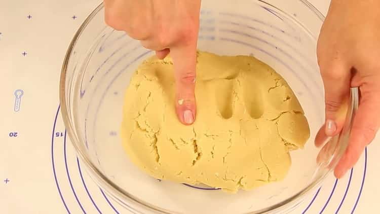 Kneten Sie den Teig, um Shortbread-Kekse durch einen Fleischwolf zuzubereiten