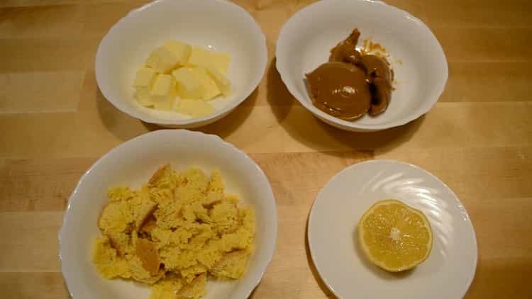 Bereiten Sie zum Zubereiten von Pfirsichplätzchen die Zutaten für die Füllung vor