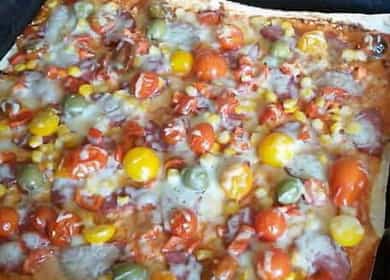 Lavash pizza v troubě podle krok za krokem recept s fotografií