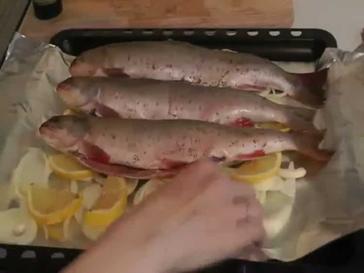Upang magluto ng char fish, pasanin ang oven
