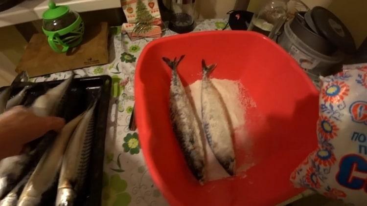 Zum Kochen von heißgeräuchertem Fisch den Fisch salzen