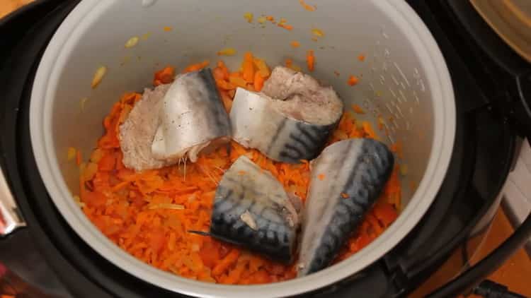 Um Makrelen in einem langsamen Kocher zu kochen, geben Sie den Fisch in eine Schüssel