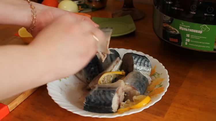Um Makrelen in einem langsamen Kocher zu kochen, fügen Sie Gewürze hinzu