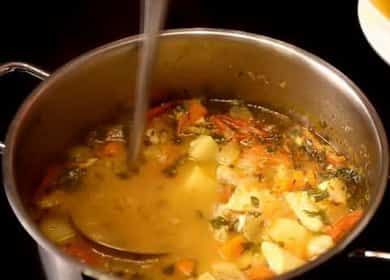 Pollock φιλέτο ψάρι σούπα με λαχανικά - συνταγή διατροφής