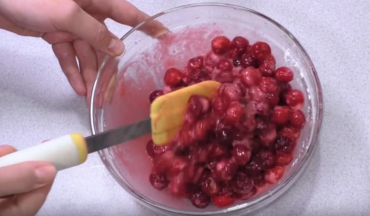 Mescolare le ciliegie con amido e zucchero.