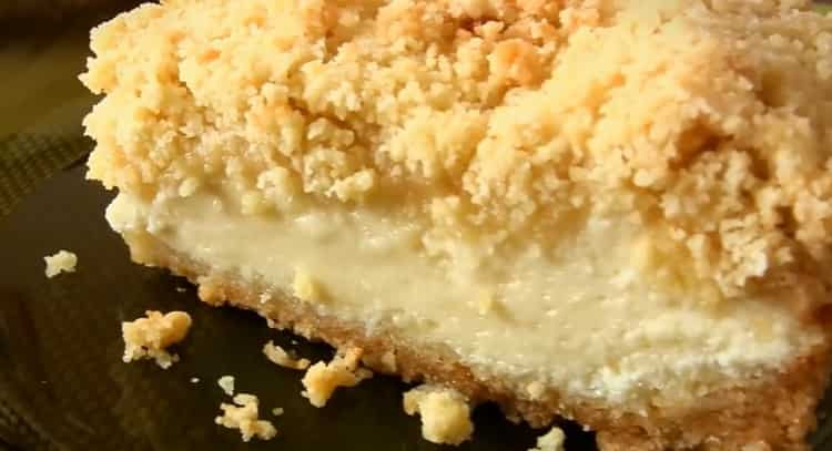 Royal cheesecake με τυρί cottage στο φούρνο σύμφωνα με μια συνταγή βήμα προς βήμα με φωτογραφία