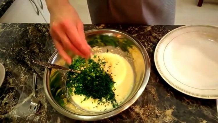 Lisää vihreitä kefir-juustokakkujen valmistukseen