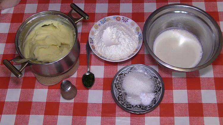 Burgonya sütemény készítéséhez készítse elő az összetevőket