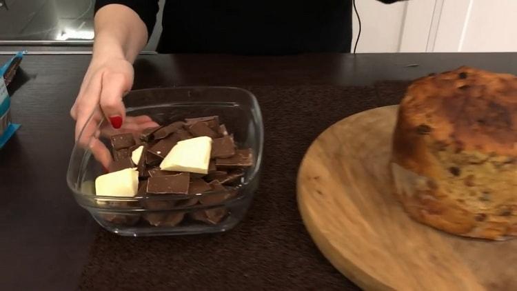 Για να φτιάξετε το λούστρο, λιώστε τη σοκολάτα