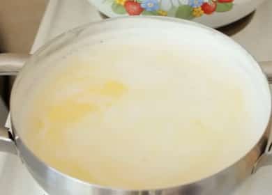 Βήμα προς βήμα συνταγή σούπα ζυμαρικών γάλα με φωτογραφία