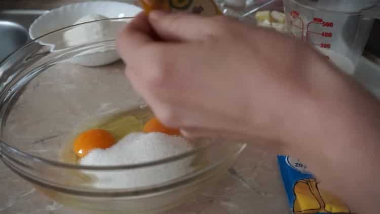 Vaření tvarohové vafle v železné vafle