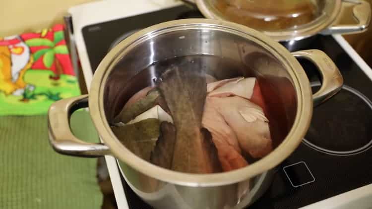 Norėdami gaminti burbuotos žuvies sriubą, virkite sultinį