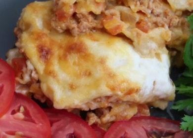 einfache aber leckere lavash lasagne mit hackfleisch: mit schritt für schritt fotos kochen.