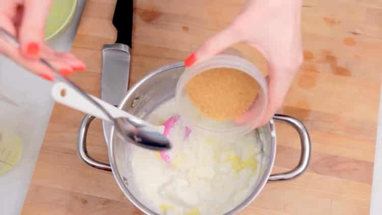 Fügen Sie Zucker hinzu, um einen Pudding zu machen