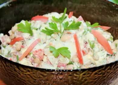 Salaatti purkitettujen valkoisten papujen kanssa: vaihe vaiheelta resepti valokuvalla 🥗