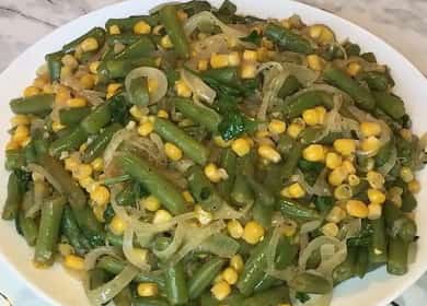 Salat mit grünen Bohnen: ein schrittweises Rezept mit einem Foto