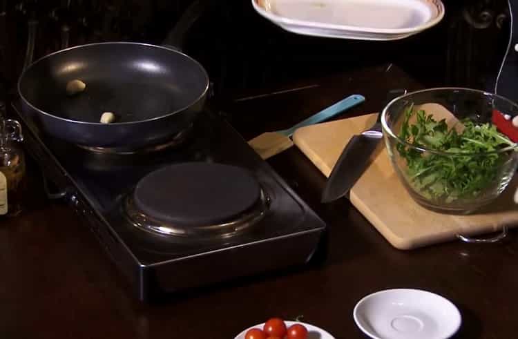 Μαγειρική σαλάτα με ρόκα και γαρίδες