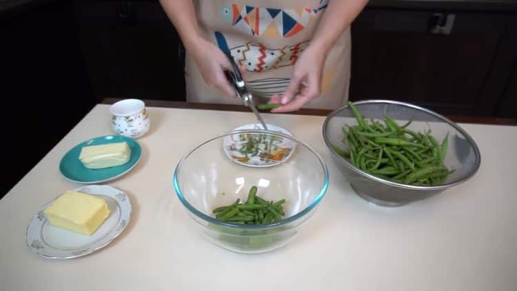 πράσινα φασόλια σε ένα τηγάνι