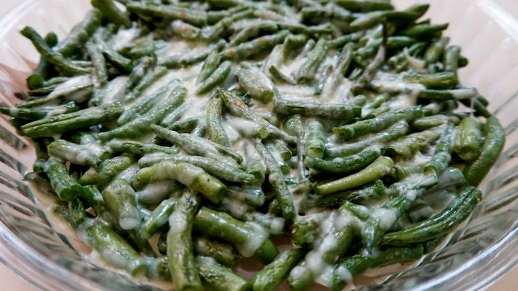 recept zelené fazole v pánvi připraven