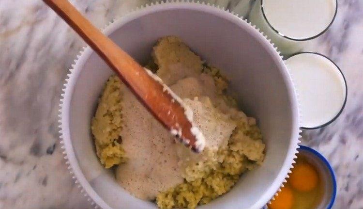 Metti il ​​porridge e la pasta in una ciotola.