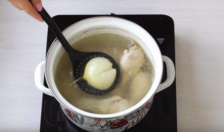 Die Zwiebel kann aus der Suppe bezogen werden.
