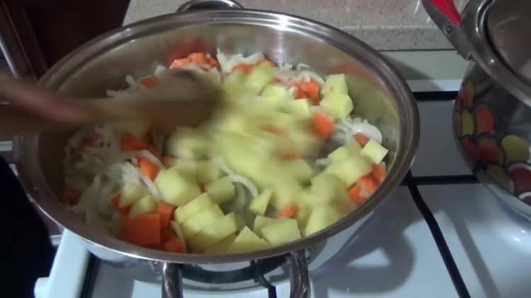 Schicken Sie die Karotte zur Zwiebel