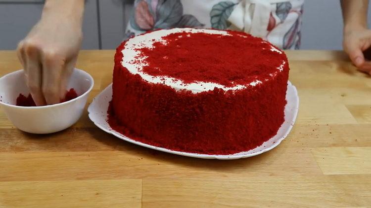 Schrittweise Rezept des Kuchen-roten Samts mit Foto