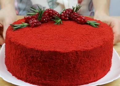 Φωτεινό και νόστιμο κέικ  Κόκκινο βελούδο