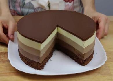 Neįtikėtinai skanus pyragas  Trys šokoladai